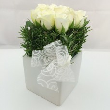 9 White Roses Ceramic – Square 